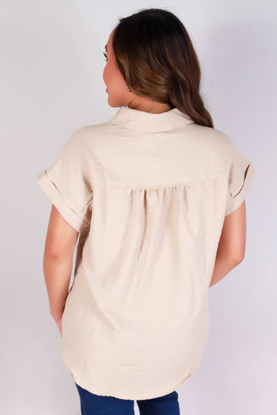 Jeans Warehouse Hawaii - S/S SOLID WOVEN TOPS - IN THE DETAILS TOP | By GILLI