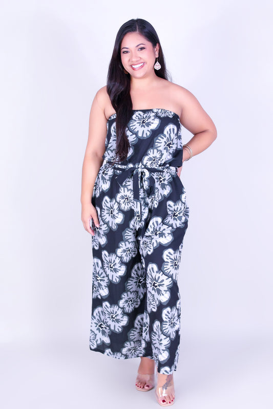 WATERCOLOR HIBISCUS TUBE JUMPSUIT