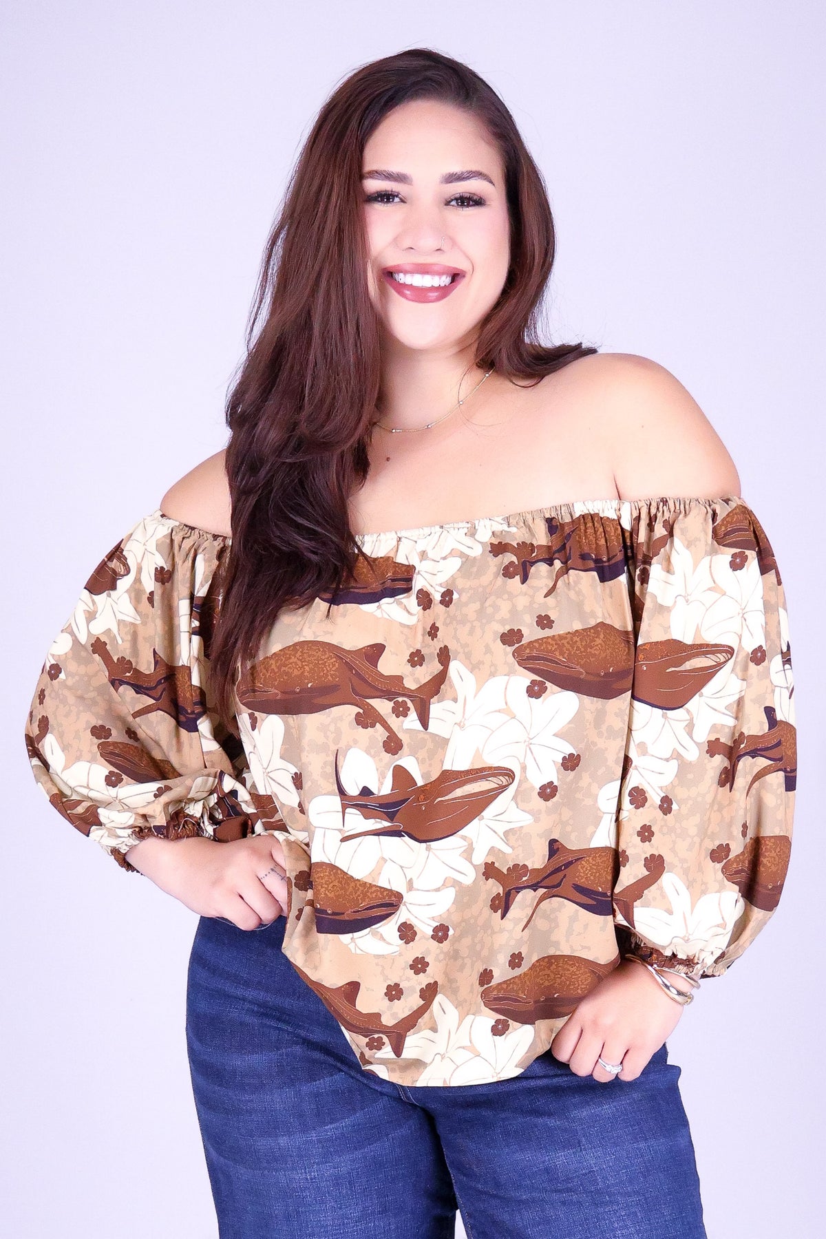 BLOOMS BY THE SEA OFF SHOULDER TOP