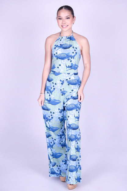 BLOOMS BY THE SEA HALTER JUMPSUIT