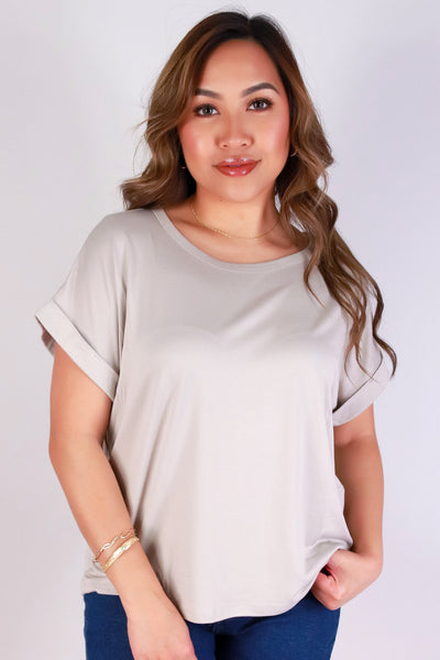 Jeans Warehouse Hawaii - S/S SOLID KNIT TOPS - MODERN MUSE TEE | By OLIVE & CO