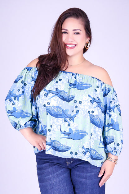 BLOOMS BY THE SEA OFF SHOULDER TOP