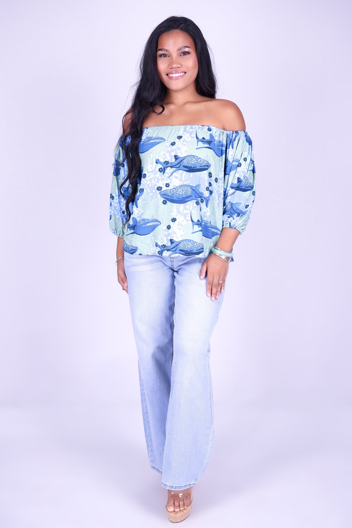 BLOOMS BY THE SEA OFF SHOULDER TOP