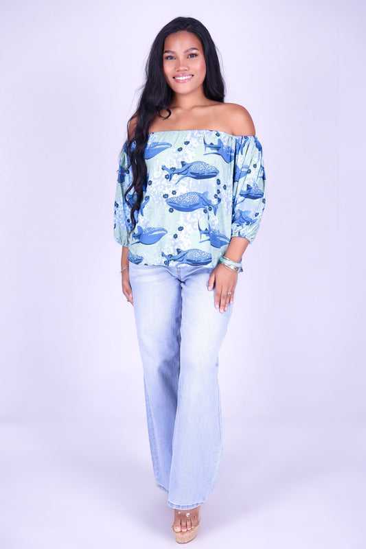 BLOOMS BY THE SEA OFF SHOULDER TOP