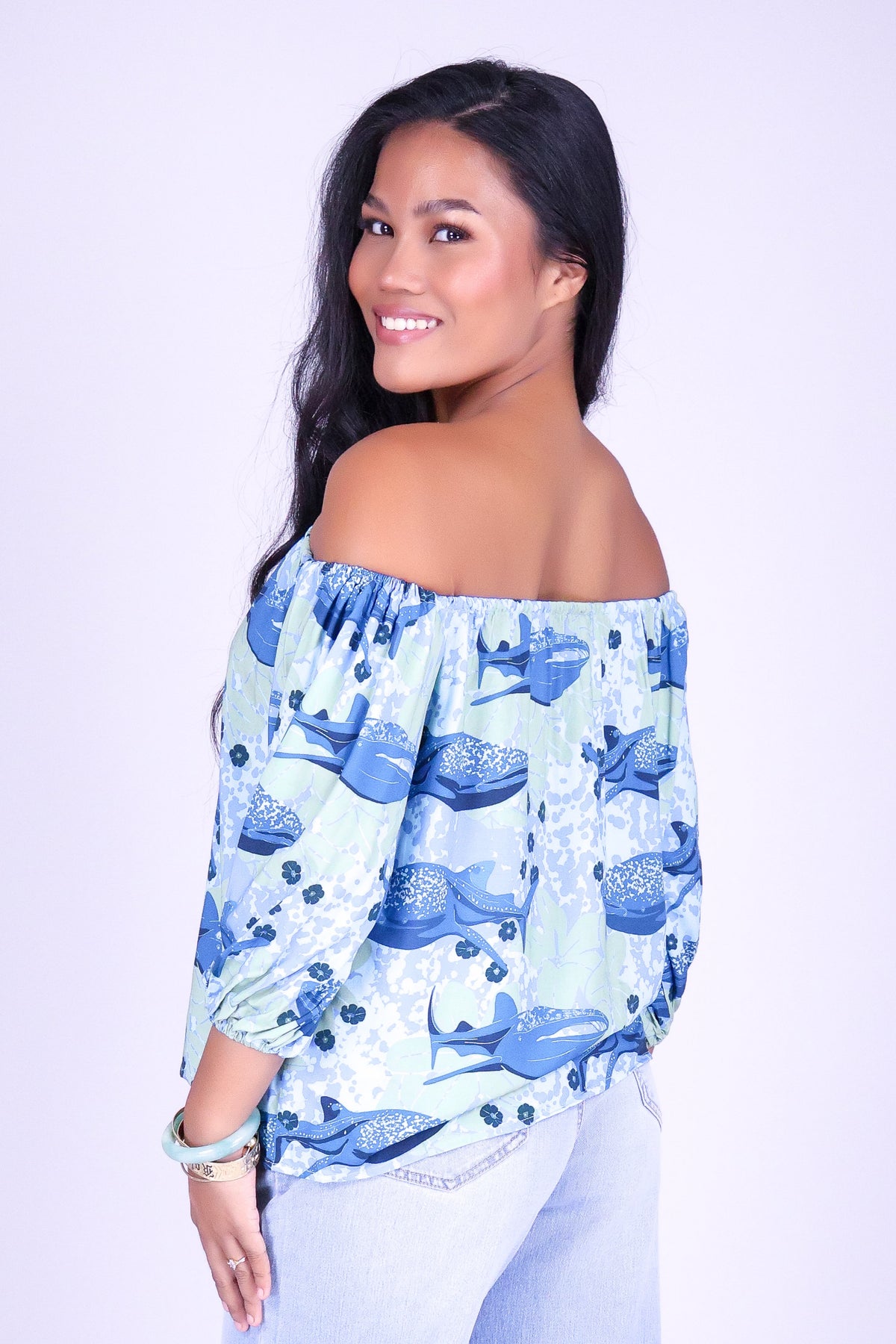 BLOOMS BY THE SEA OFF SHOULDER TOP
