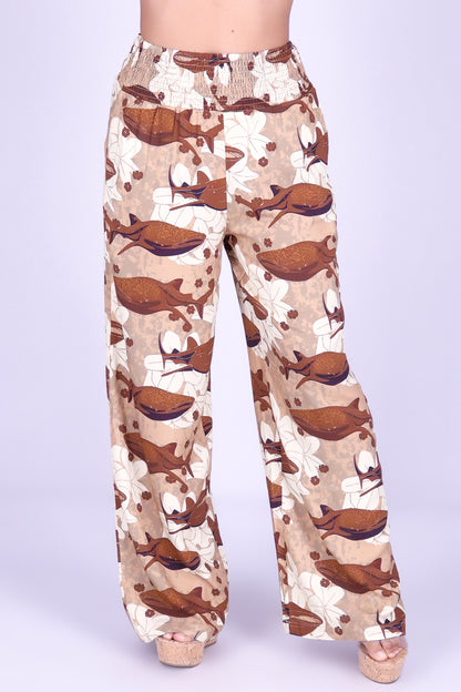 BLOOMS BY THE SEA SMOCKED WAIST PANTS
