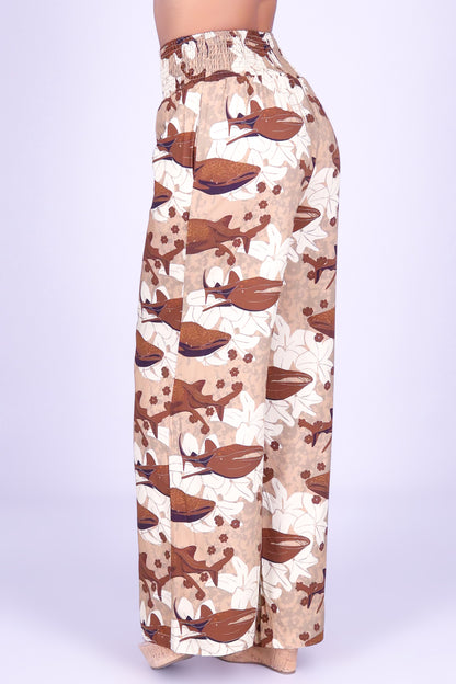 BLOOMS BY THE SEA SMOCKED WAIST PANTS