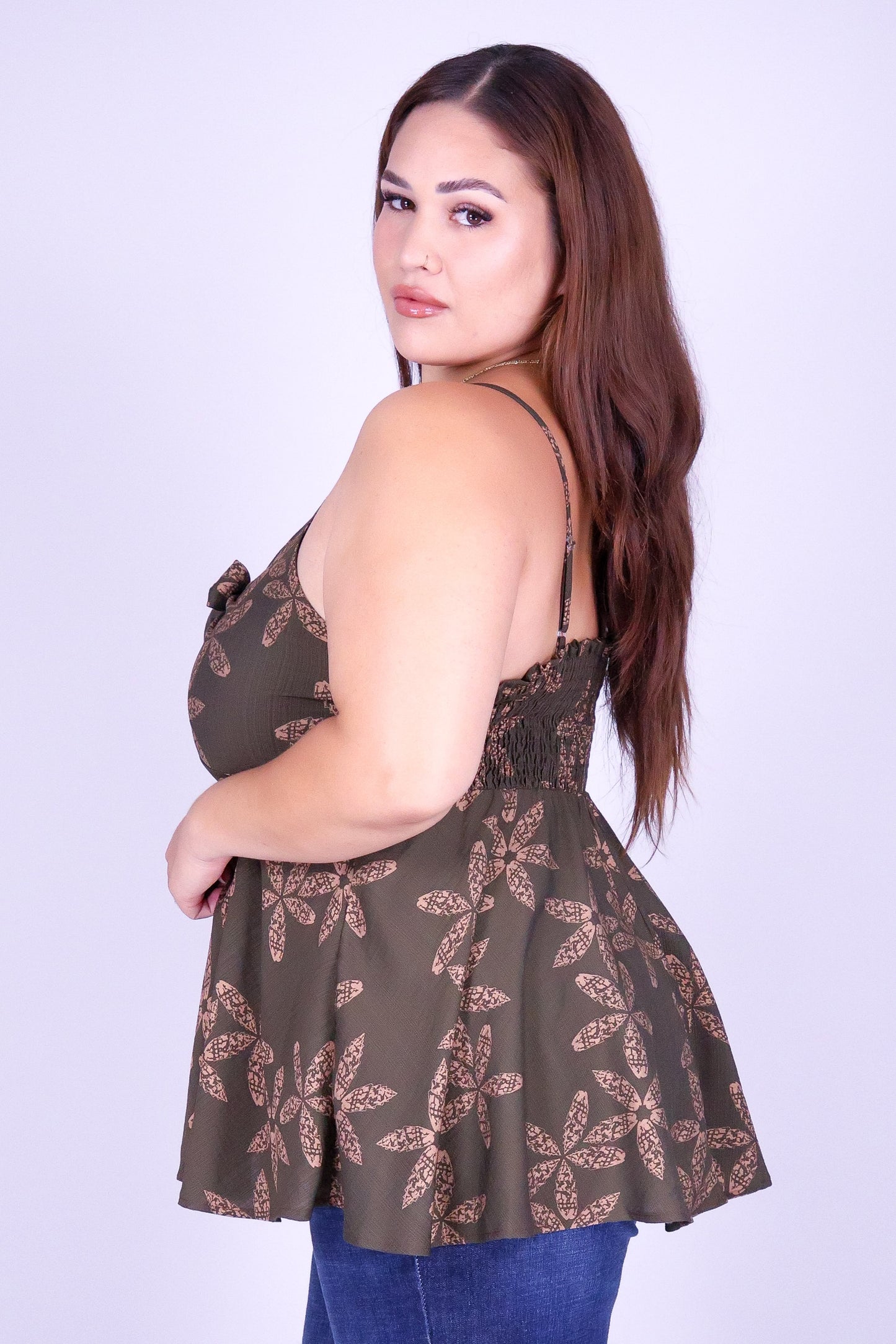 MITER PUA SHELL PEPLUM TOP