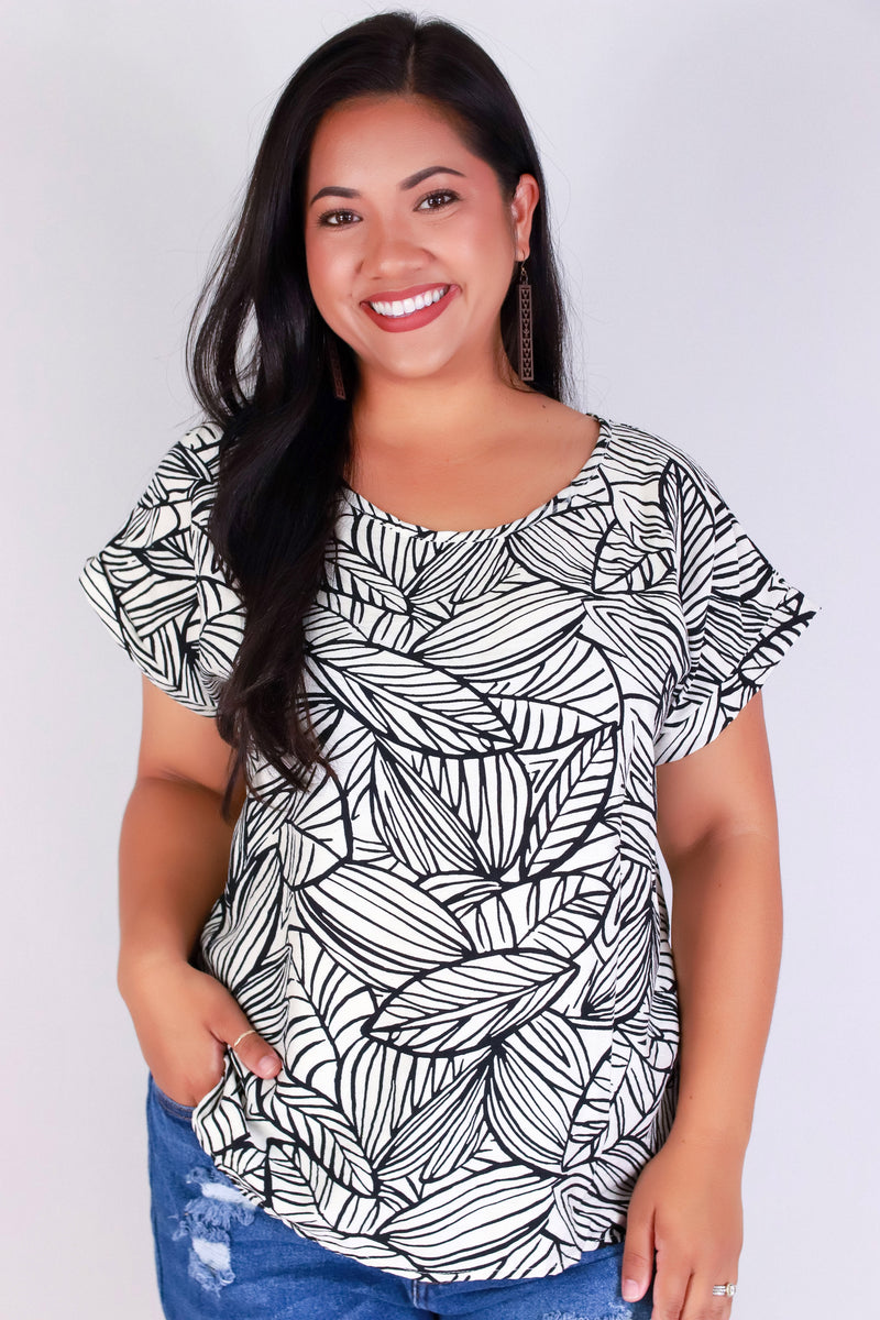 Jeans Warehouse Hawaii - PLUS S/S PRINT WOVEN TOPS - ISLAND WHISPER TOP | By ZENOBIA