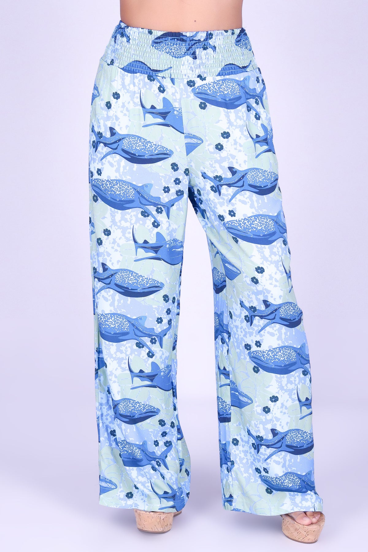 BLOOMS BY THE SEA SMOCKED WAIST PANTS