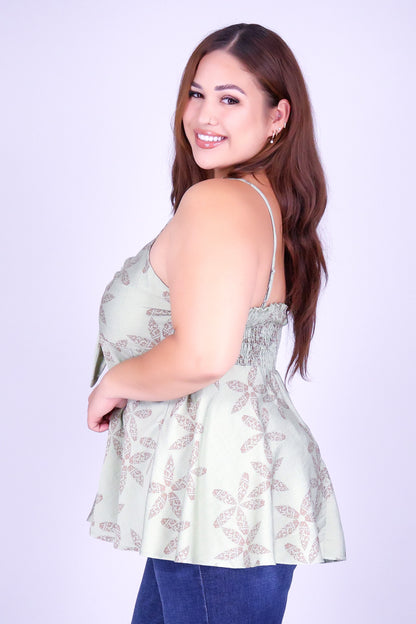 MITER PUA SHELL PEPLUM TOP