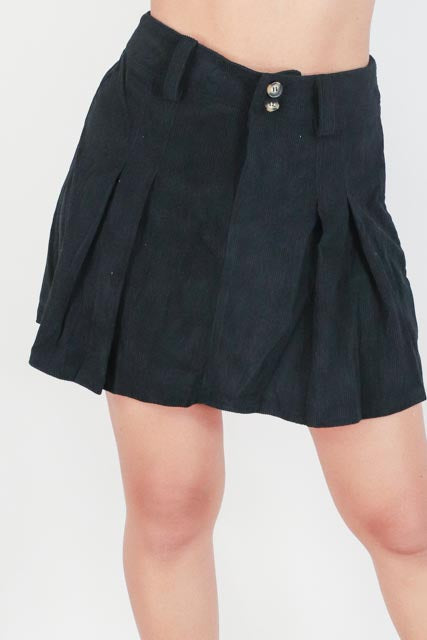 PLEATED CORDUROY MINI SKIRT