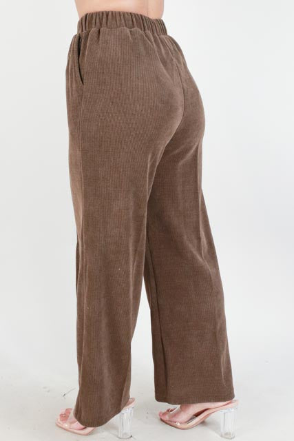 Jeans Warehouse Hawaii - SOLID KNIT PANTS - WIDE LEG CORDUROY PANTS | By VERY J