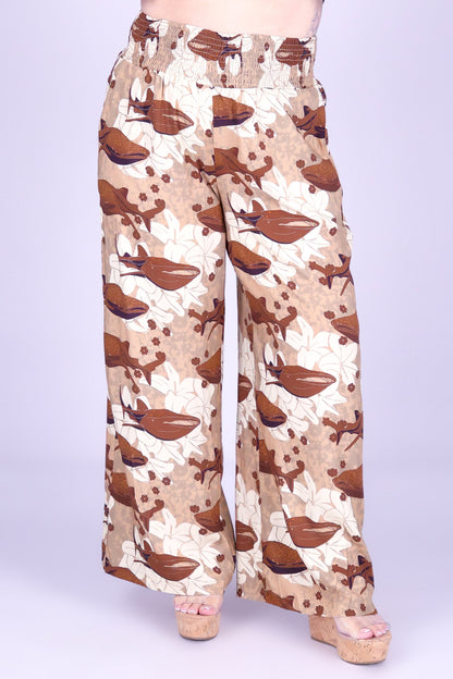 BLOOMS BY THE SEA SMOCKED WAIST PANTS