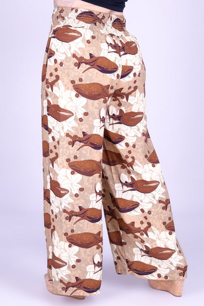 BLOOMS BY THE SEA SMOCKED WAIST PANTS