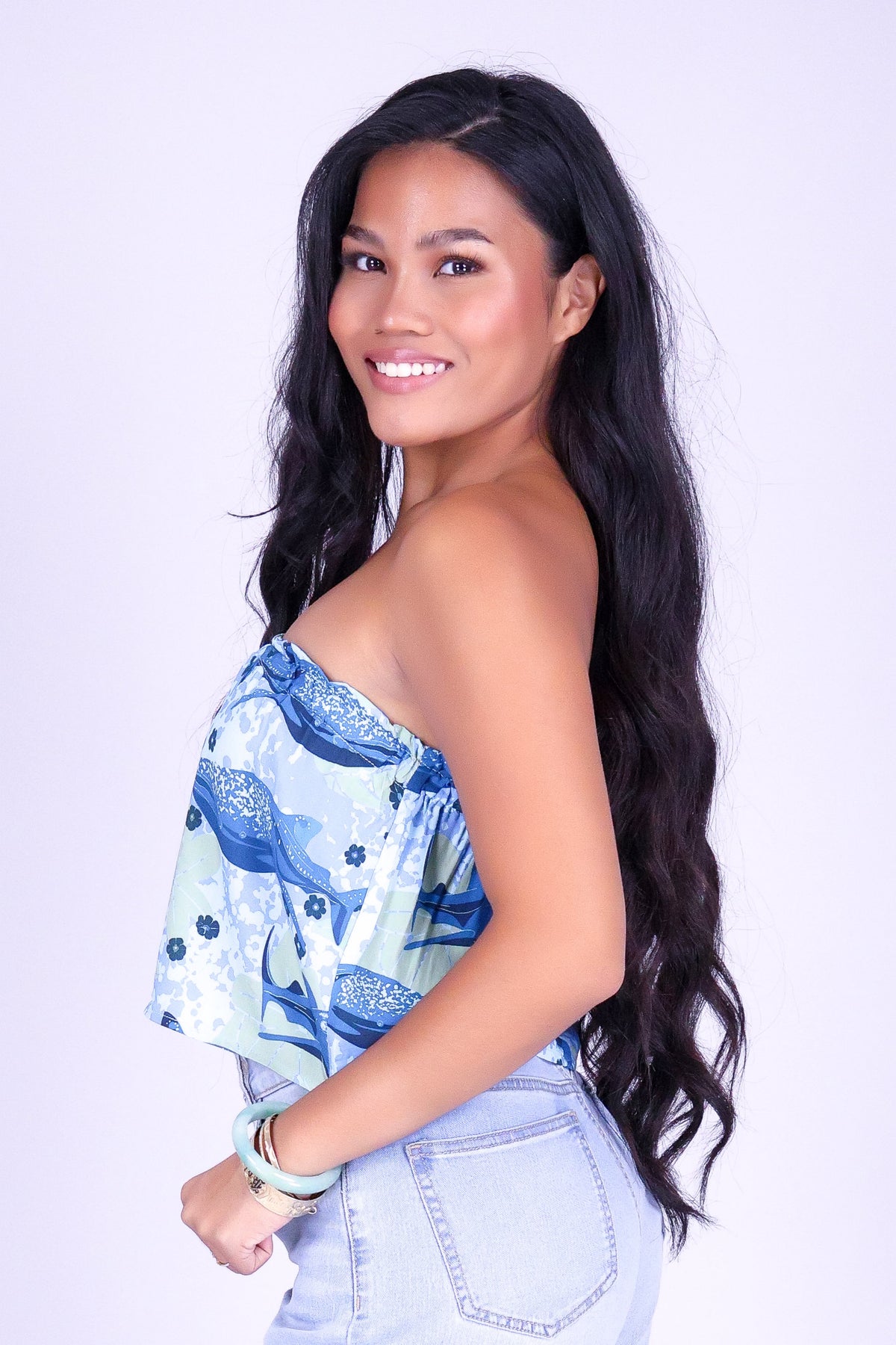 BLOOMS BY THE SEA CROP TUBE TOP