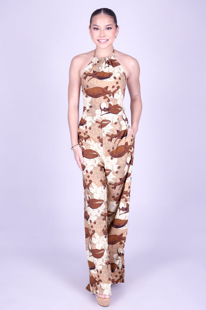 BLOOMS BY THE SEA HALTER JUMPSUIT