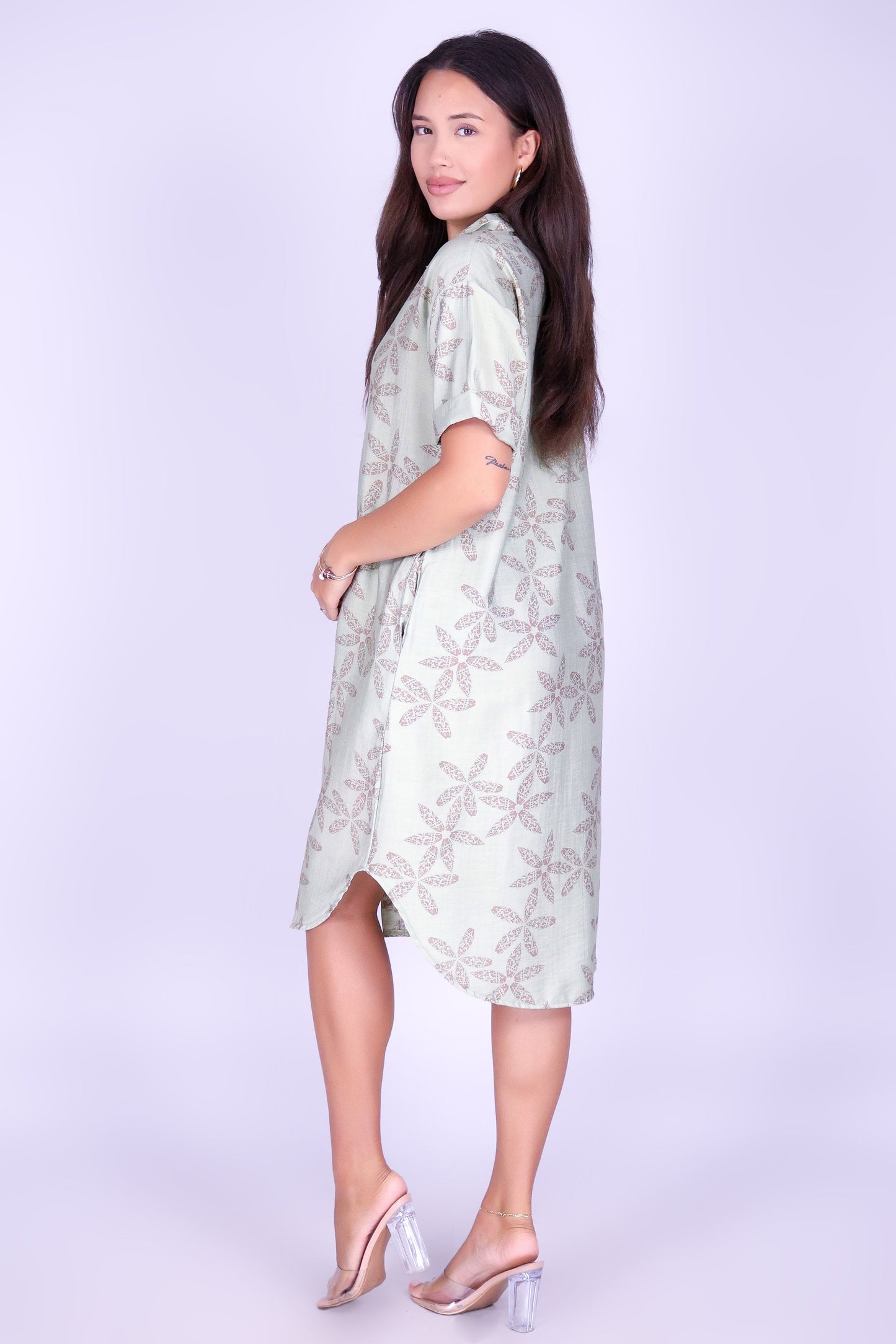 MITER PUA SHELL BUTTON DOWN DRESS