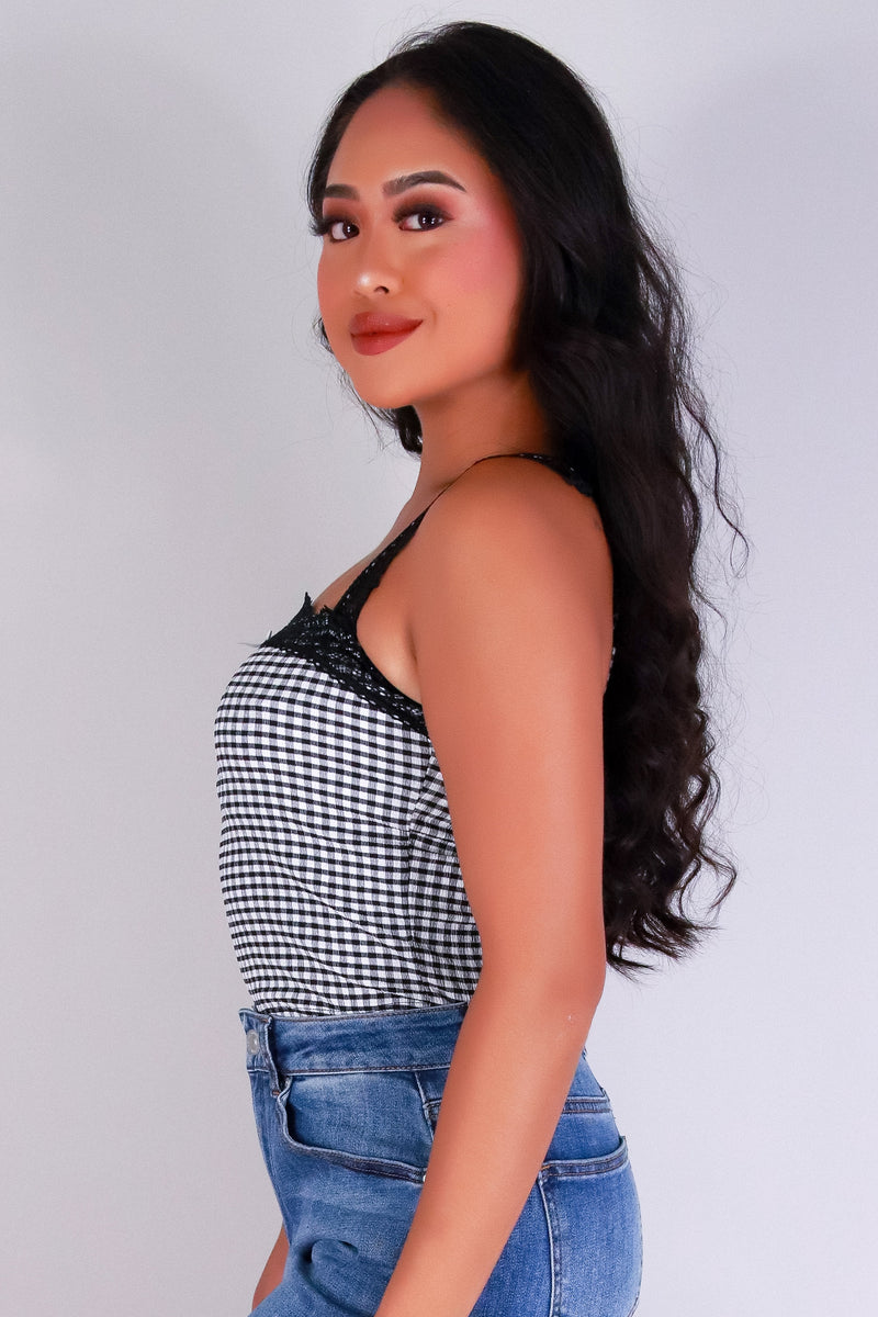 Jeans Warehouse Hawaii - TANK PRINT WOVEN CASUAL TOPS - SUGAR CHECK CROP TOP | By POPULAR 21