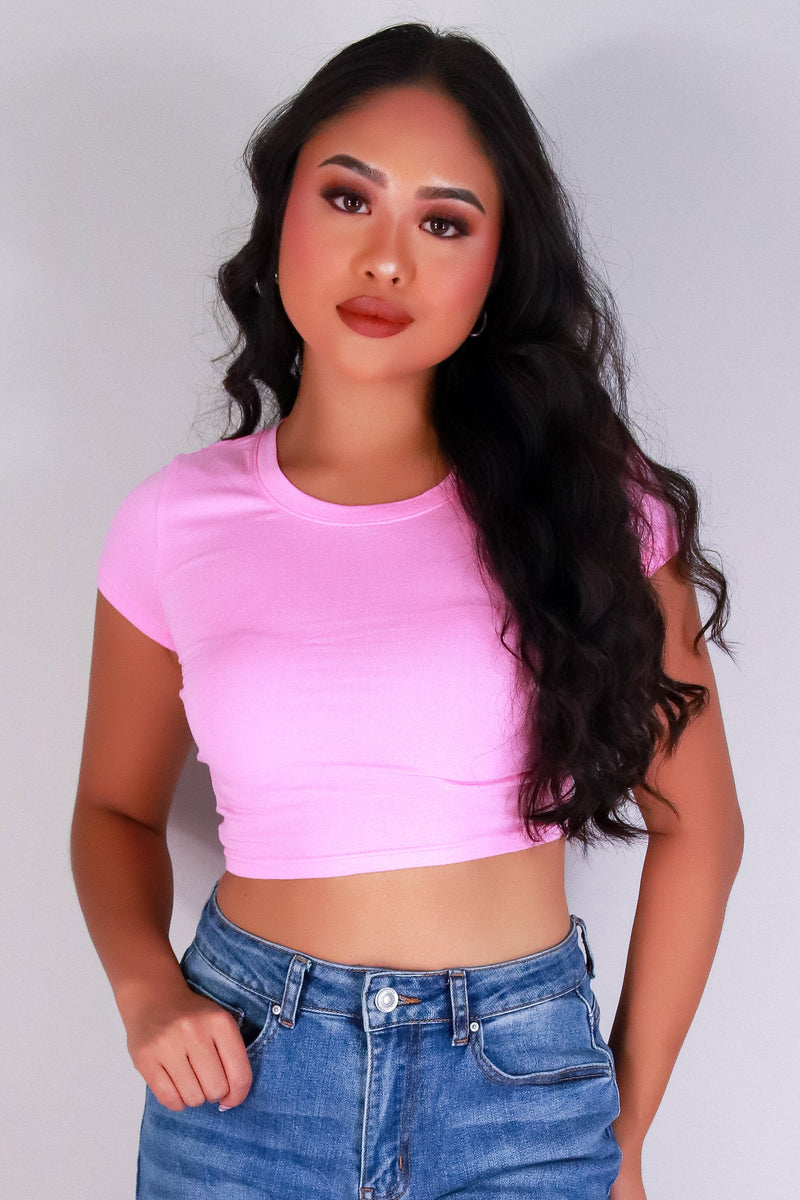 Jeans Warehouse Hawaii - S/S SOLID BASIC - PART OF THE CREW TOP | By ROSIO
