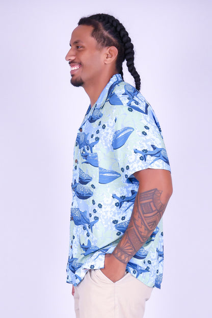 BLOOMS BY THE SEA COLLARED SHIRT | MEN'S S-3XL