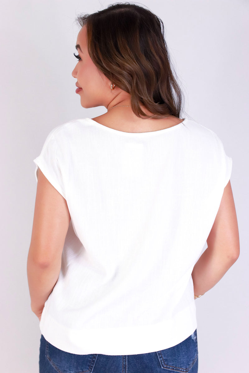 Jeans Warehouse Hawaii - S/S SOLID WOVEN TOPS - LINEN BREEZE TOP | By OLIVE & CO