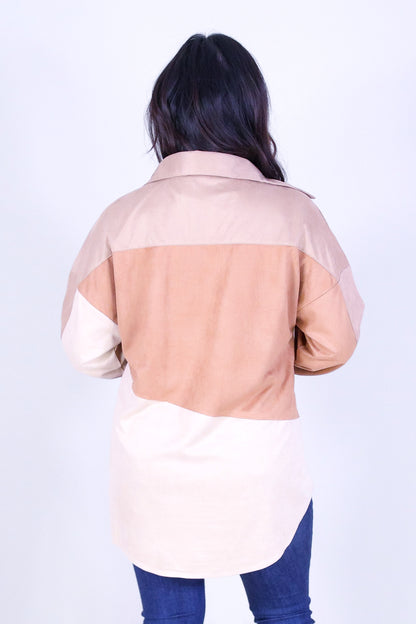 SLEEK SUEDE BUTTON DOWN TOP