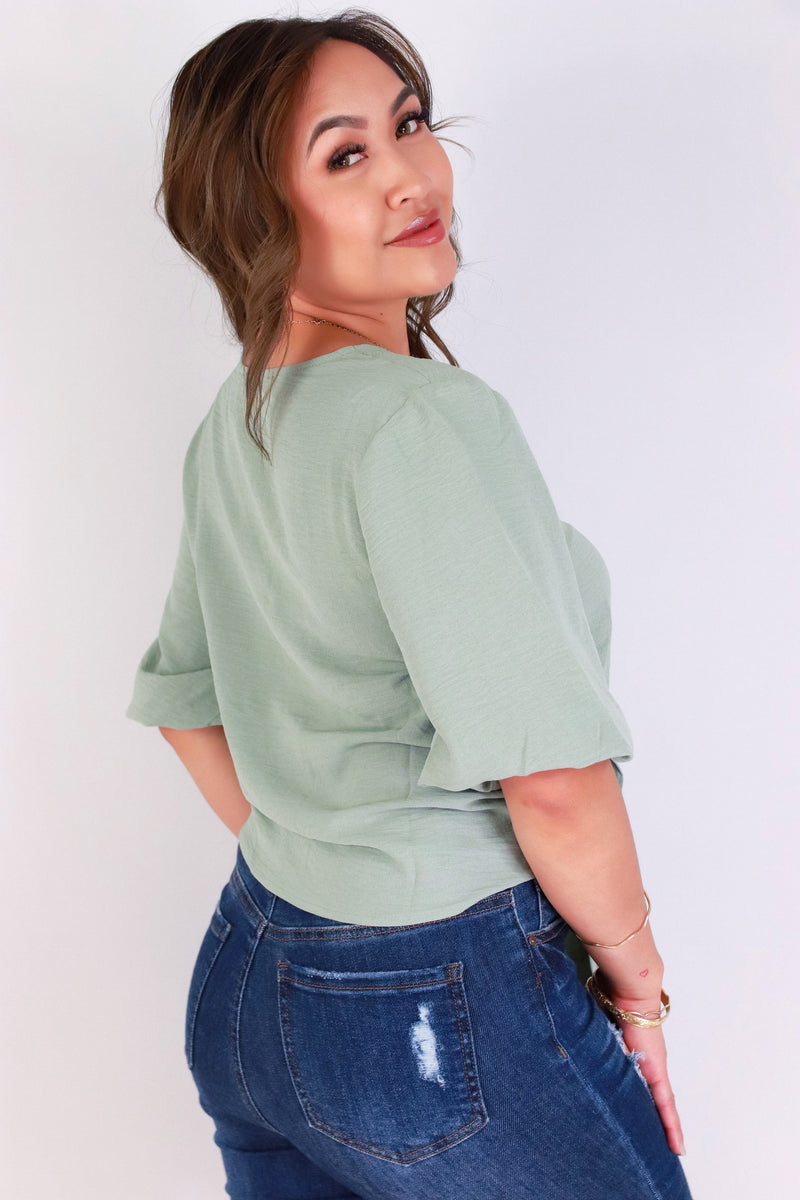 Jeans Warehouse Hawaii - S/S SOLID WOVEN TOPS - KNOT THE USUAL TIE FRONT BLOUSE | By ROKOKO