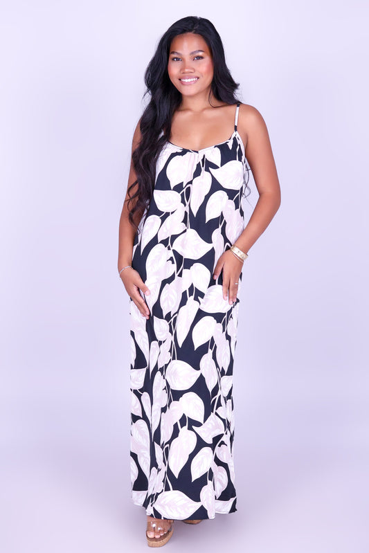 IVORY MONSTERA MAXI DRESS