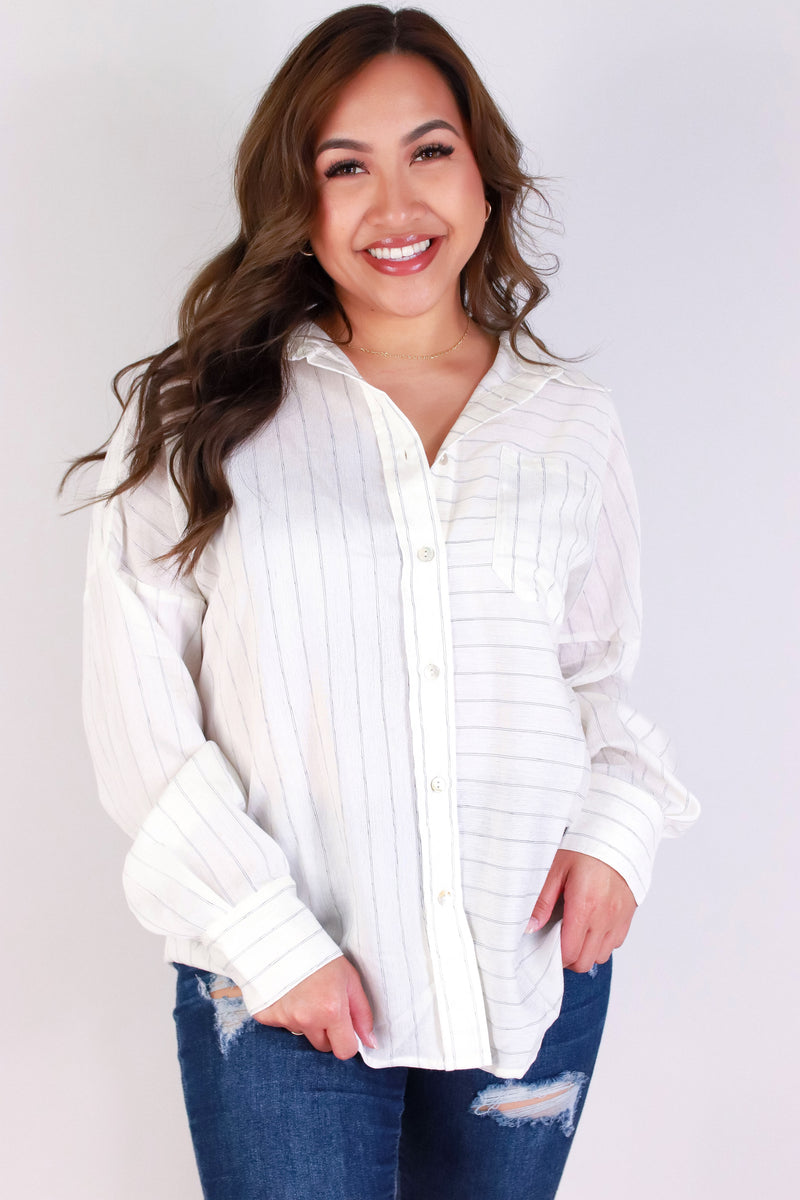 Jeans Warehouse Hawaii - 3/4 & L/S PRINT WOVEN TOPS - EASY FLOW BUTTON-UP TOP | By VERY J