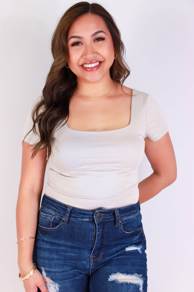 Jeans Warehouse Hawaii - S/S SOLID KNIT TOPS - BE ABOUT IT BODYSUIT | By OLIVE & CO
