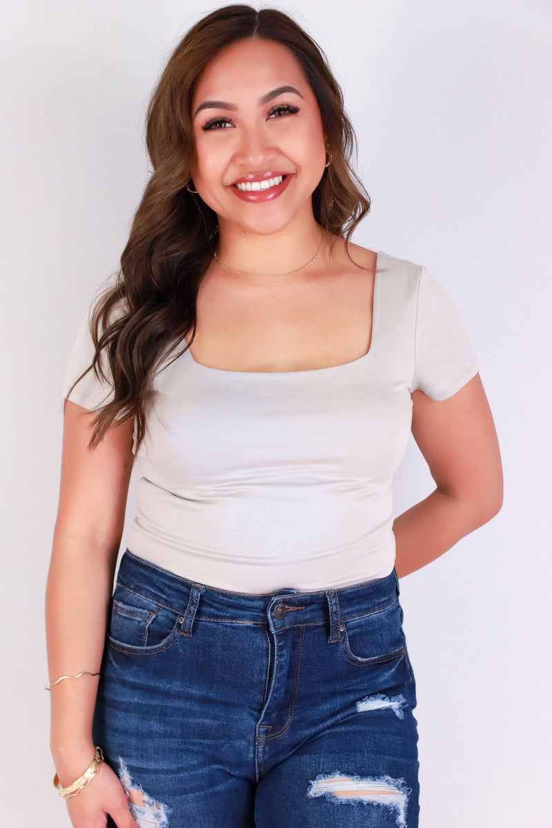 Jeans Warehouse Hawaii - S/S SOLID KNIT TOPS - BE ABOUT IT BODYSUIT | By OLIVE & CO