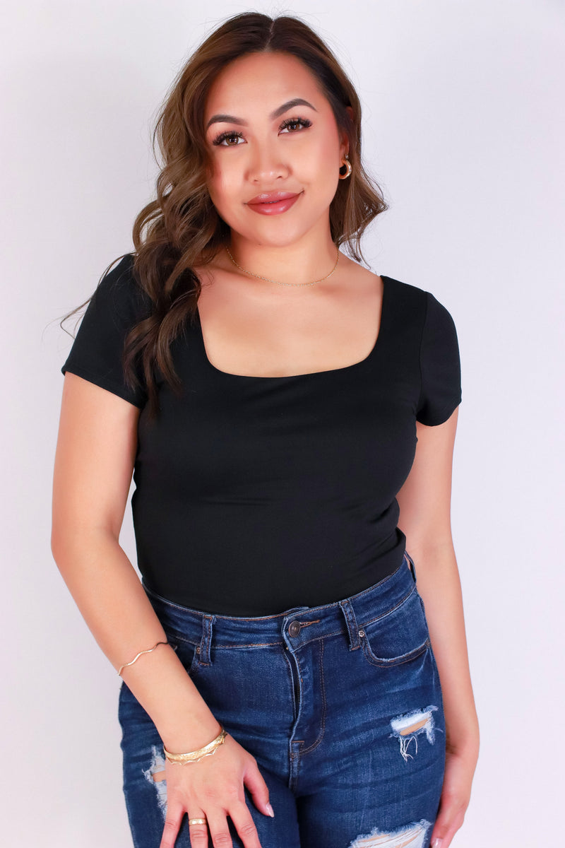 Jeans Warehouse Hawaii - S/S SOLID KNIT TOPS - BE ABOUT IT BODYSUIT | By OLIVE & CO