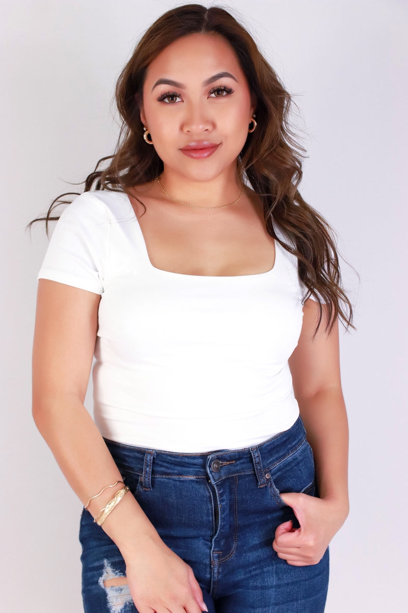 Jeans Warehouse Hawaii - S/S SOLID KNIT TOPS - BE ABOUT IT BODYSUIT | By OLIVE & CO