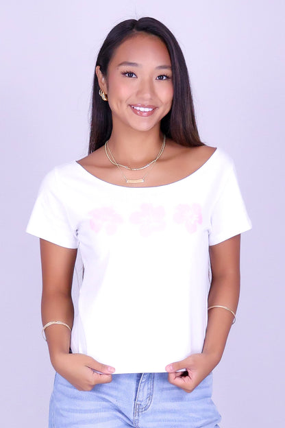3 HIBISCUS OFF SHOULDER TEE