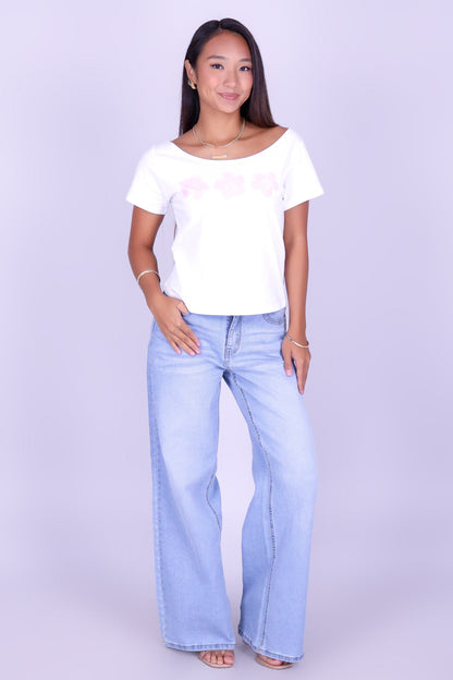 3 HIBISCUS OFF SHOULDER TEE