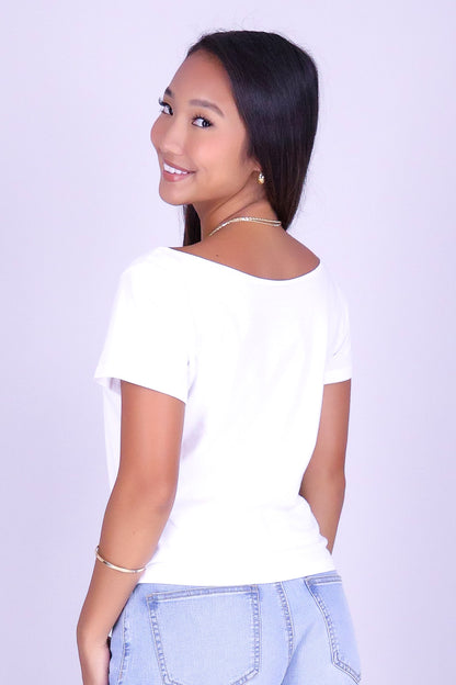 3 HIBISCUS OFF SHOULDER TEE