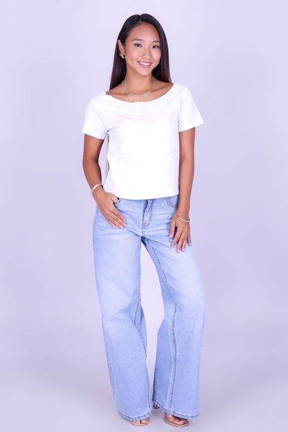 3 HIBISCUS OFF SHOULDER TEE