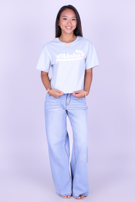 ALOHA HIBISCUS CROP TEE