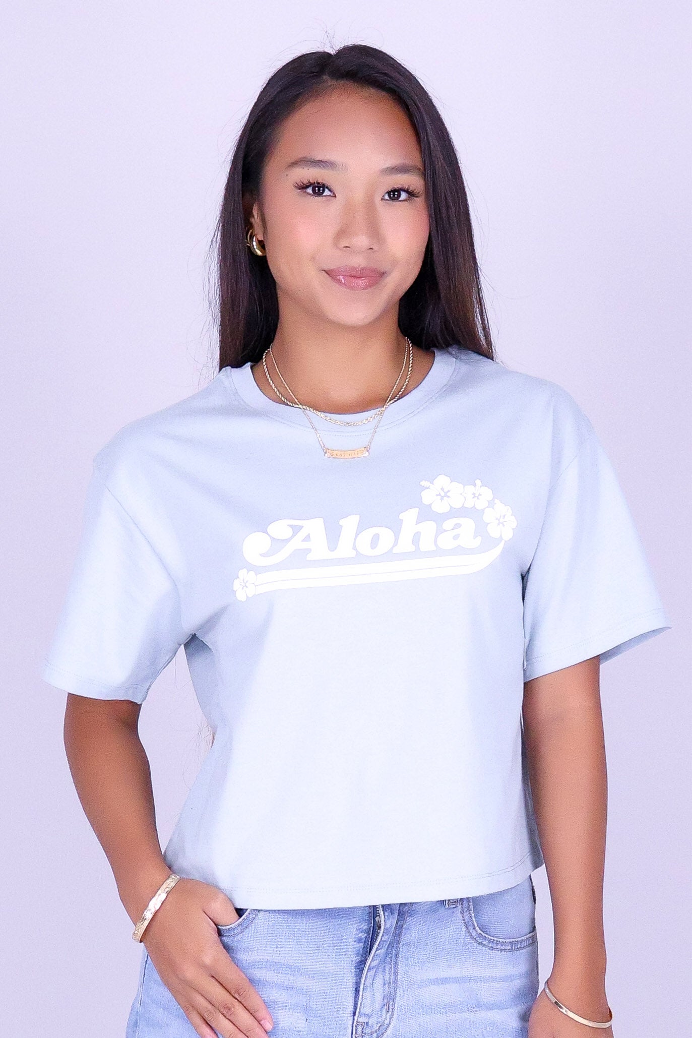 ALOHA HIBISCUS CROP TEE