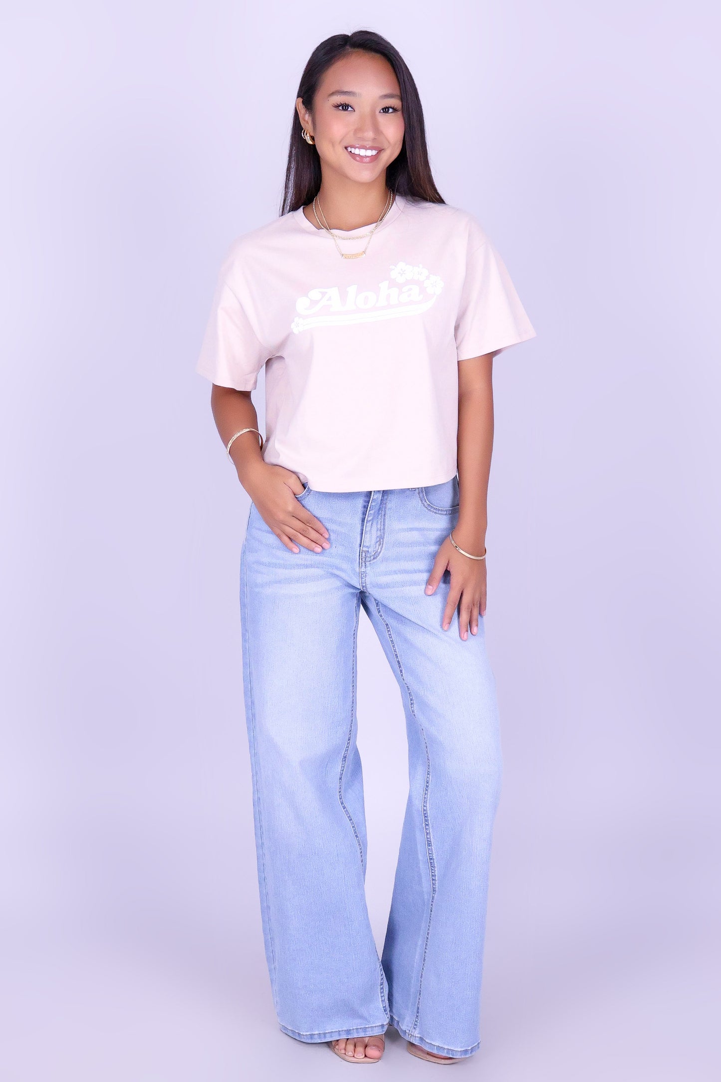 ALOHA HIBISCUS CROP TEE