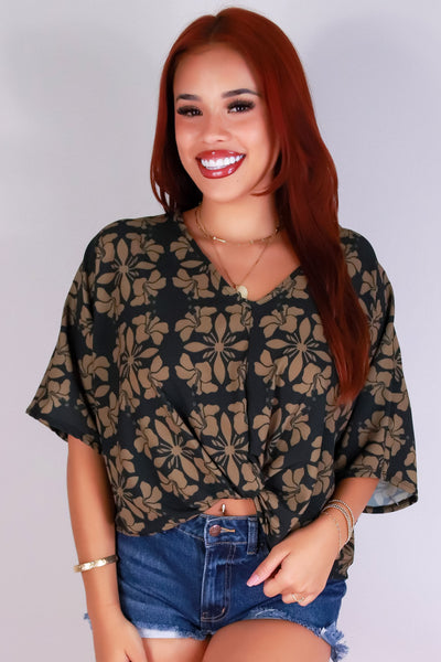 Jeans Warehouse Hawaii - S/S PRINT WOVEN DRESSY TOPS - HIBISCUS QUILT TOP | By LUZ