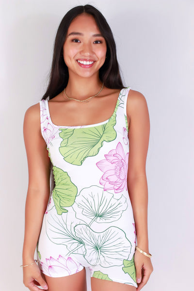 Jeans Warehouse Hawaii - PRINT CASUAL ROMPERS - WATER LILY CATSUIT ROMPER | By LUZ