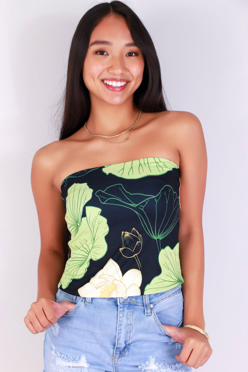 Jeans Warehouse Hawaii - SL PRINT - WATER LILY TUBE TOP | By LUZ