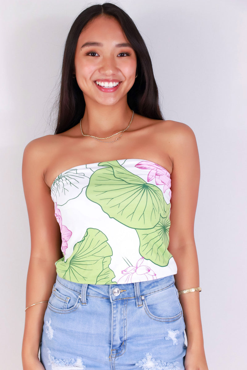 Jeans Warehouse Hawaii - SL PRINT - WATER LILY TUBE TOP | By LUZ
