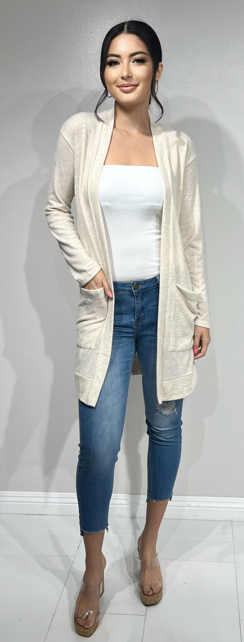 Jeans Warehouse Hawaii - CARDIGANS - LONG CARDIGAN WITH POCKETS | By CHERISH