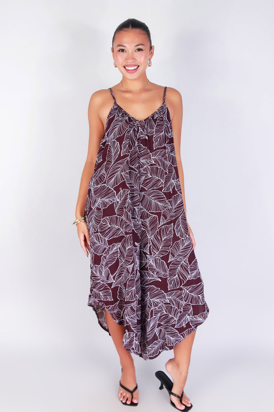 TROPICAL LEAF NO WAIST JUMPSUIT