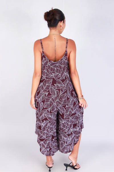 TROPICAL LEAF NO WAIST JUMPSUIT