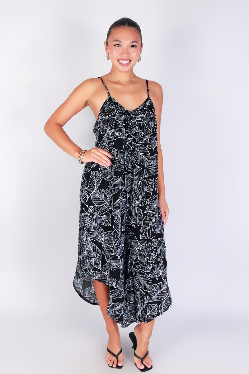 TROPICAL LEAF NO WAIST JUMPSUIT