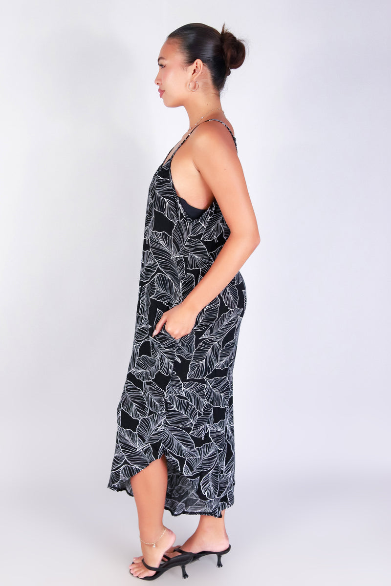 TROPICAL LEAF NO WAIST JUMPSUIT